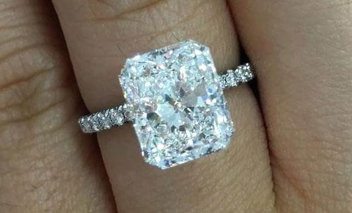 Radiant engagement ring