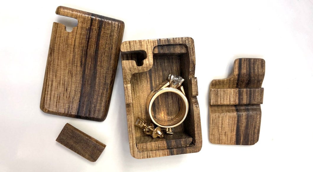 Puzzle engagement ring box