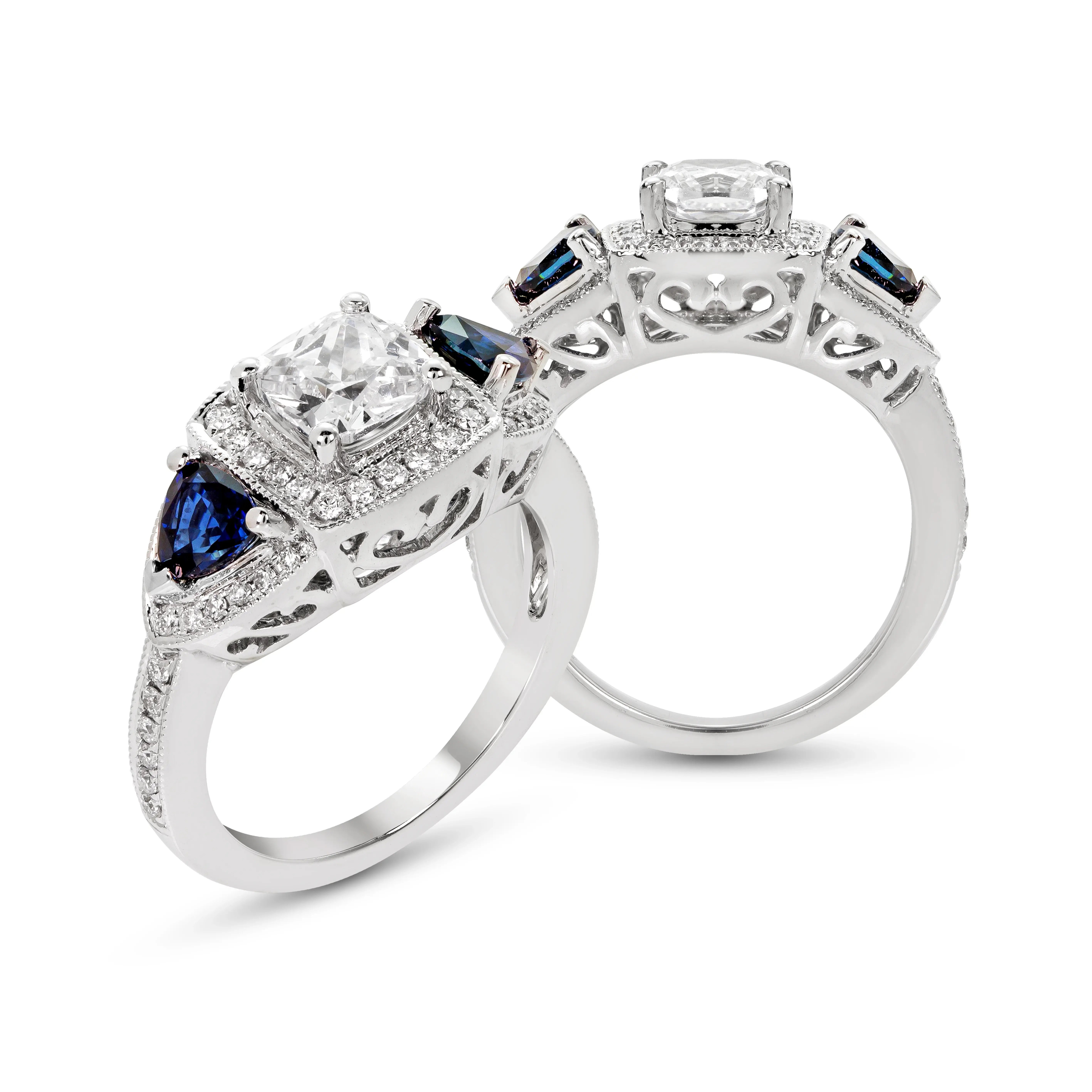 Miligrain and Filigree Detailing on diamond engagement ring setting
