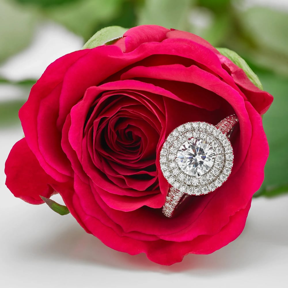 antique halo setting on diamond engagement ring