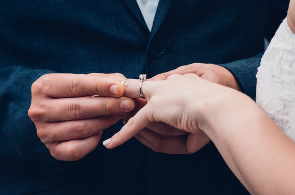  Woman wearing engagement ring 